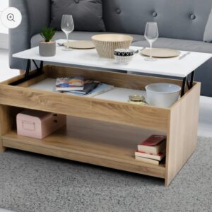 Coffee Table - 50 x 50 x 100 cm - Wood & White - CT45