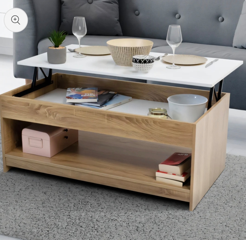 Coffee Table - 50 x 50 x 100 cm - Wood & White - CT45