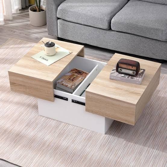 Coffee Table - 50 x 50 x 100 cm - Wood & White - CT48