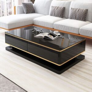 Coffee Table - 50 x 60 x 120 cm - Black & Gold - CT49