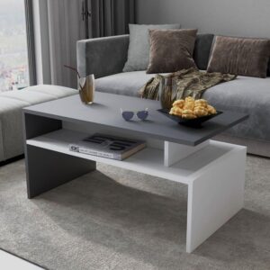 Coffee Table - 40 x 50 x 100 cm - Grey & White - CT54