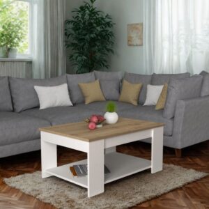 Coffee Table - 50 x 50 x 100 cm - Wood & White - CT72