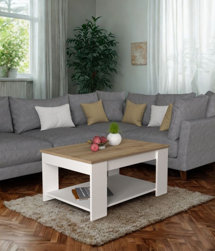 Coffee Table - 50 x 50 x 100 cm - Wood & White - CT72