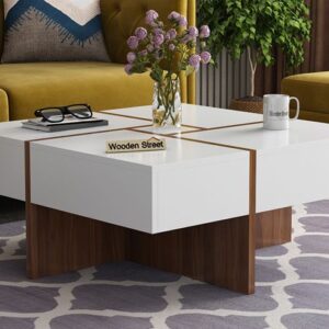 Coffee Table - 40 x 80 x 80 cm - Wood & White - CT80