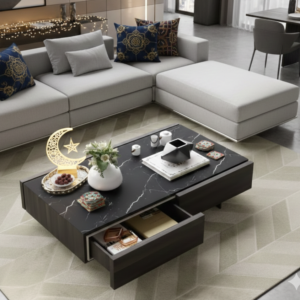 Coffee Table - 40 x 60 x 120 cm - Marble & Wood - CT83